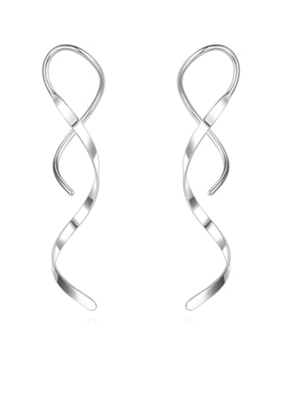 Silver Dangle Earings Hypoallergenic 14K White Gold Plated Twisted Pull